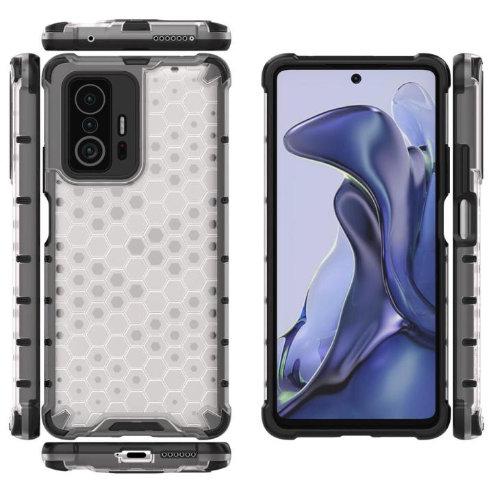 O-Lonnie for Xiaomi Mi 11T / 11T Pro Back Cover Honeycomb Transparent Bumper Rugged Armor Protection Phone Case