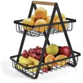 Kitchen Organizer/ Fruit Basket/ Vegetable Stand/ Kitchen Counter Rack In Black Color. 