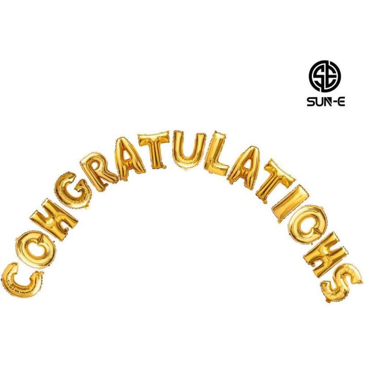 Congratulations Balloons Banner Foil Balloons Letters Balloons Alphabet Letters Perfect Party Decoration Supplies 15pcs in Set - 16 Inches