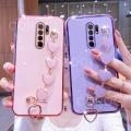 Maitus for Xiaomi Redmi 9 Back Cover with Love Heart Bracelet Fashion Chain Plating Shiny Bling Cases Soft Silicone Mobile Phone Case for Girls Boy. 