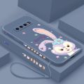 Samsung Galaxy S10 S9 S10+ Plus S10E Cute Stellalou Casing Square Edges Liquid Silicon Back TPU Soft Case with Lanyard Cover. 