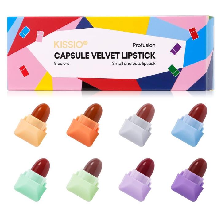 Mini Lipstick Set,8PCS Matte Lipstick 8 Colors,Velvety Waterproof Long Lasting Capsule lipstick,Matte Lipstick Set Lipstick Set Trendy Beauty Glaze Capsule Mini Lipstick Pack Of 6 Mini Matte Lipstick Set