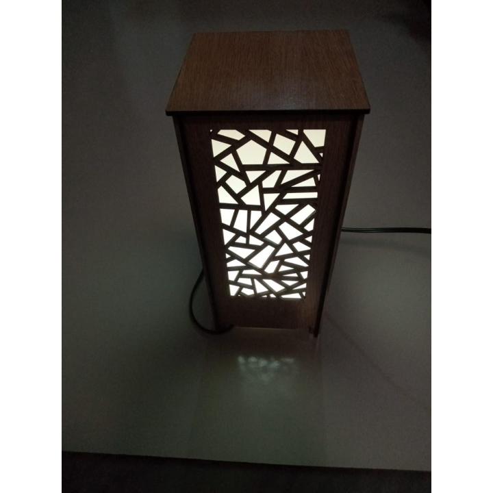 Table Lamp, Wooden Square Laminated MDF, Laser Cut, Home Decor
