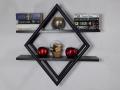 PVC RHOMBUS WALL HANGING SHELF BLACK WITH BROWN. 