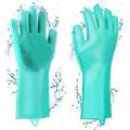Magic Silicone Gloves with Scrubber for Cleaning Washing Reusable Rubber Scrub Gloves for Dish Washing Kitchen Household (1 Pair: Right + Left Hand). 