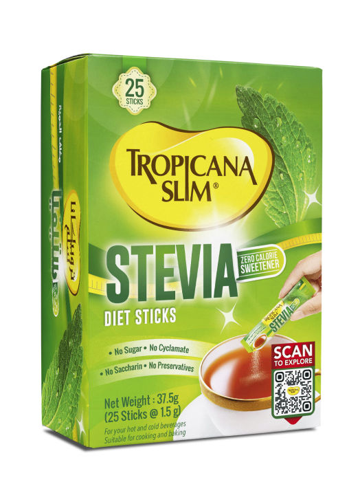 Tropicana Slim Stevia Sweetener Diet Sticks - 25 Sticks Pack