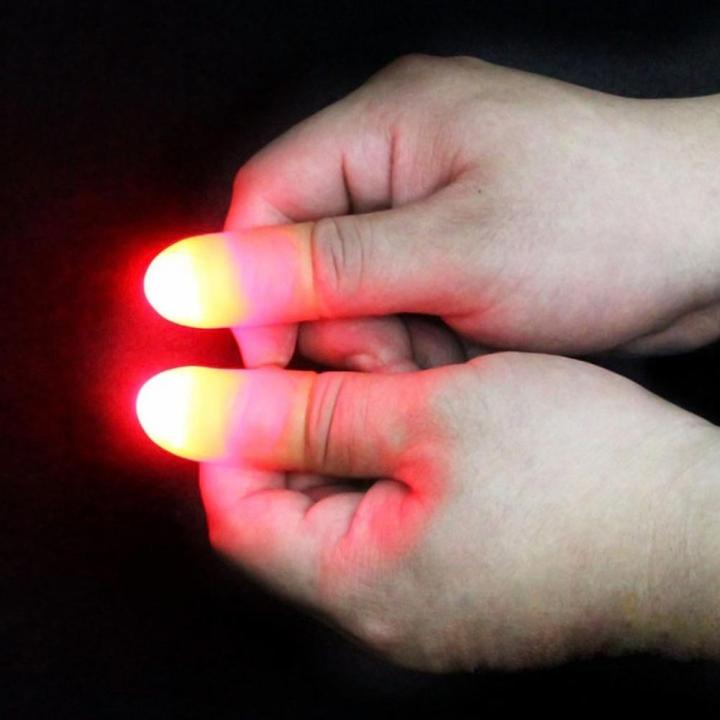 FeelinGirl 1Pair Finger Lights Tricks Finger Light Thumbs Light Finger Prank Toy Tool for Perform Halloween
