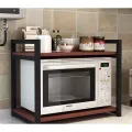 Mircowave Stand for Kitchen with Metal Frame and Wooden Shelf, Oven Stand Kitchen Organizer for Home. 