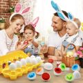 Kids Matching Eggs Shapes and Colors set for Toddlers, 6 Pcs or 12PCS Preschool Educational Learning Color & Shape Recognition STEM Toy– Montessori Geometric Eggs – Sorting Fine Motor Skills, Easter Gifts Basket Stuffers. 