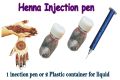 Injection Mehndi injection Pen with 2 Plastic Container for liquid , Creating amazing henna designe. 