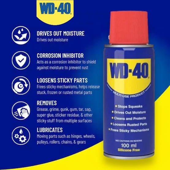 WD 40 Antirust Spray Lubricant - 100ml Multiuse Product Made in UK