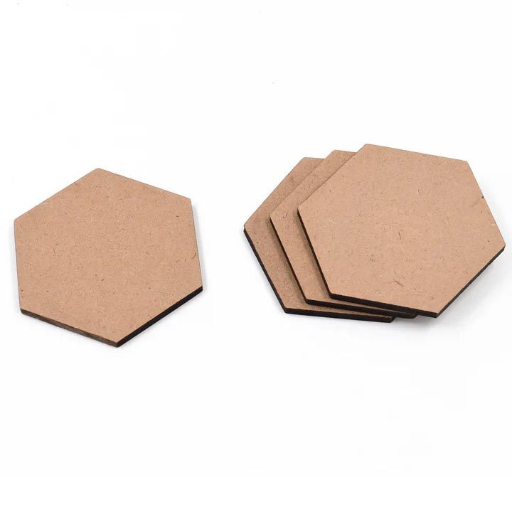 20pcs Set Laser Cut Shapes Mdf Plain Wood Boards For Art And Craft 4x4 Inch - 3.2mm Unfinished Slices Round Heart and Square Mdf Cutouts For Art And Craft For Resin Art, Mandala Art, Pyrography, Painting (Set Of 4 in each shape)