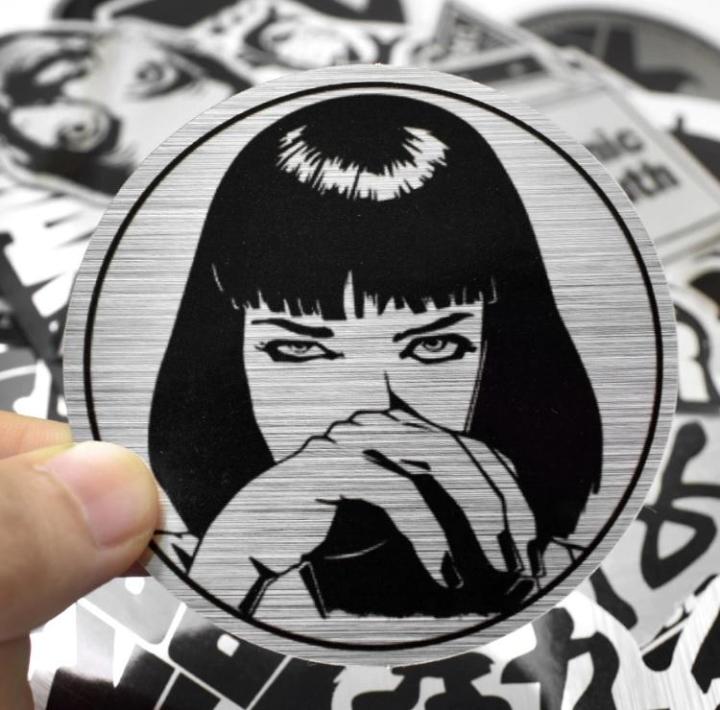 10%20Pcs/Pack%20Metallic%20Color%20Black%20and%20White%20Funny%20Punk%20Mixed%20Waterproof%20Stickers%20for%20TV%20PC%20Laptop%20Car%20Bike%20Skateboard%20Guitar%20-%20Image%205