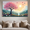 Spring Blossom Scenic Banner Backdrop Nature Art Butterfly Landscape Floral Background Wall Hanging Wedding Event Decor. 