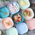10 Pcs Square Plastic Dinner Plate Set Colorful Snacks / Breakfast Plate  Eco-Friendly Unbreakable Dinner Plates Specialty Saucer Plastic Plate Picnic Dishes Wheat Straw Square Kitchen Dishes. 