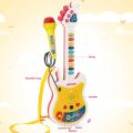 Children's light music guitar with microphone boys and girls toy student children's musical instrument Toys for Toddlers 1-3, Kids Montessori Karaoke Electric Guitar with Microphone & Piano Set- parent-child interactive play house toys Best Gifts For Kids. 