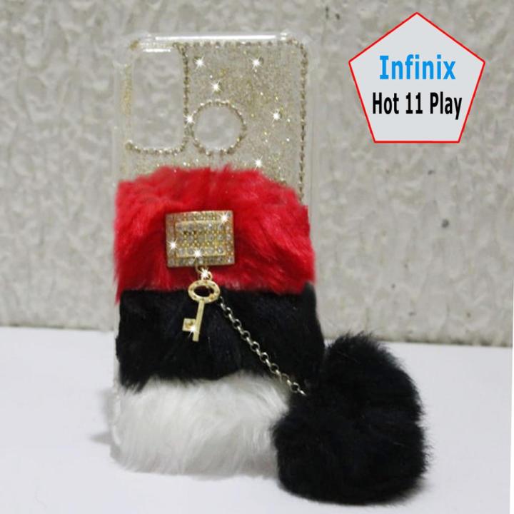 Infinix Hot 11 Play Cover Case - Ladies Fancy Back Cover  -  Stylish Fancy Girls Mobile Back Cover Pouch for Ladies - CZN- Multicolor