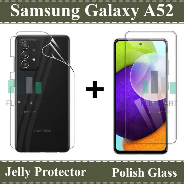 Samsung Galaxy A52 Glass Protector Tempered Glass Screen Protection Polish Glass  + Back Clear Jelly Protector Soft Film Protection Hydrogel Film Protector For Samsung Galaxy A52