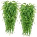 BRADOO-2 Pcs Artificial Hang Ferns Plants Vine Ivy Boston Fern Hang Plant Outdoor UV Resistant Plastic Plants. 