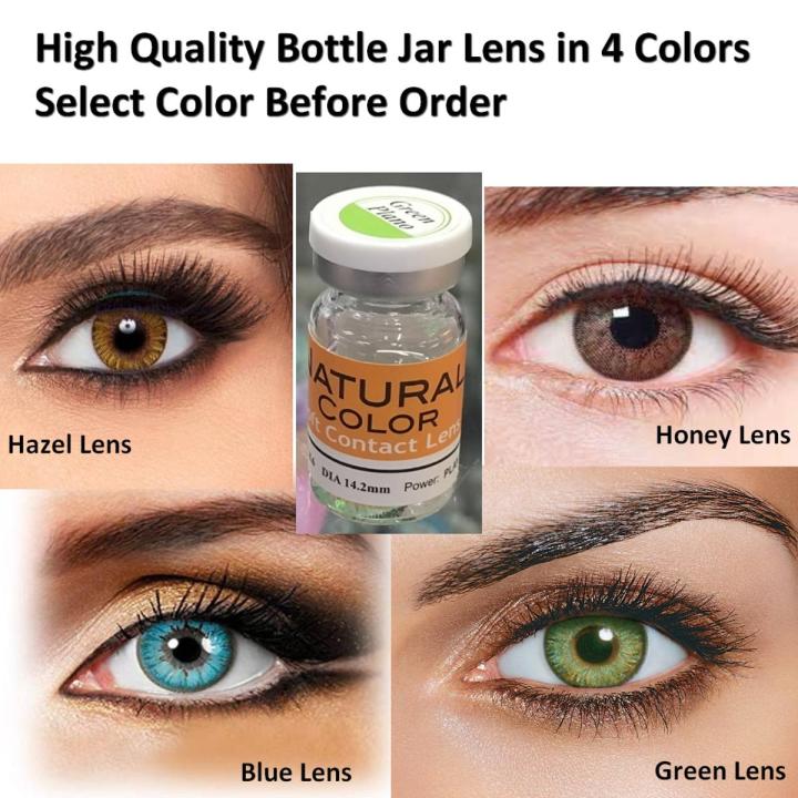 1 Pair of Soft Contact Color Lenses Eye Makeup - Blue Hazel Green Gray with FREE Lenses Solution, Container and Bag