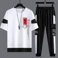 Aybeez- Stylish Short Sleeves Printed Pannelling Tracksuit For Men. 