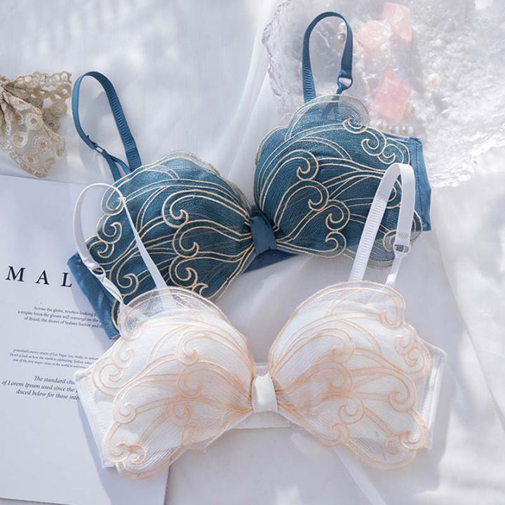 New For Women Blue Green Lingerie Lace Bow Cotton Panties Padded Bras ...