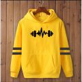 DUMBELL PRINTED Double Strip High quality imported casual printed kangro hoodies for men pullover. 