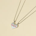 Wholesale 2Pcs/Set Couple Chain Necklaces Half Heart Pendant Heartbeat Magnetic Heart Necklace For Woman. 