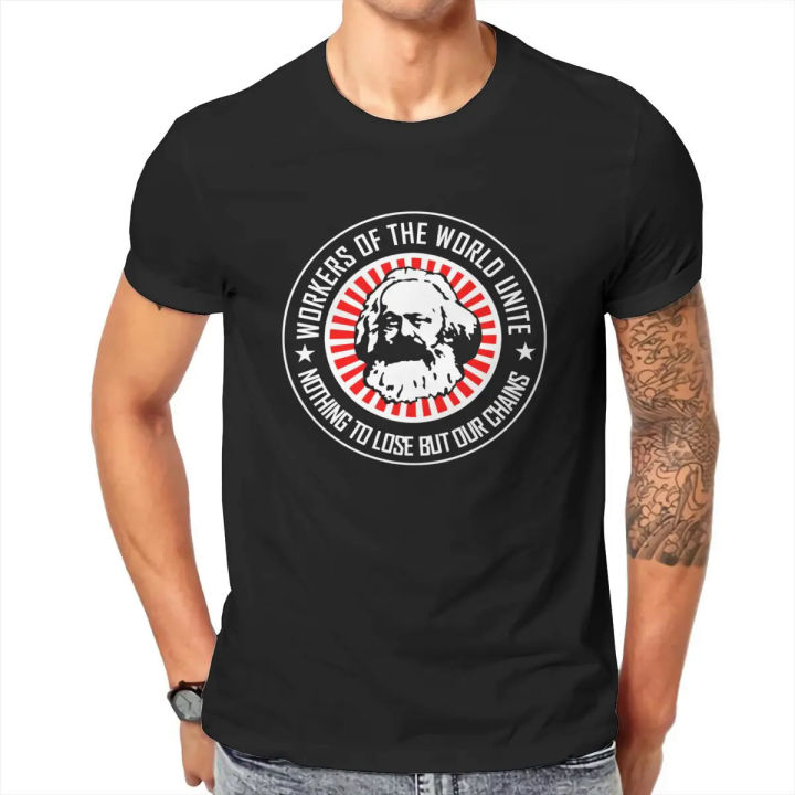 Men's KARL MARX WORKERS UNITE T Shirts Communist Meme Comfortable Pure Cotton Clothing Hipster Short Sleeve Tees Summer T-Shirts