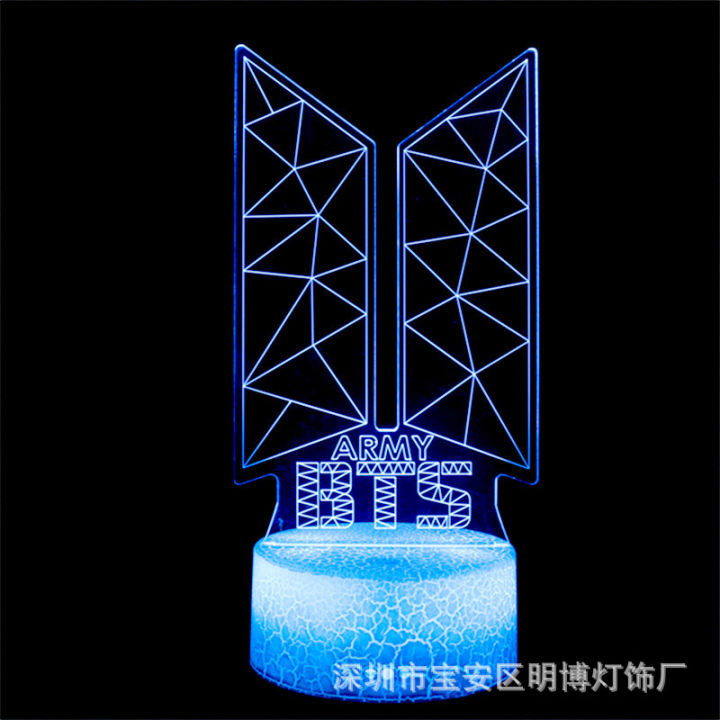 Cross-border new 3D night light, Korean Youth League, BTS building, ornament, led table lamp, touch remote control eye protection lamp