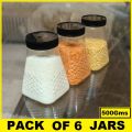 PACK OF 6 PCS PYRAMID JAR for Kitchen STORAGE JARS SET PURE PLASTIC KITCHEN ACCESSORIES Organizer for Masala, Biscuits, Daal, Sugar & More. 