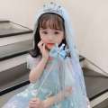Elsa Headwear Girl Ice and Snow Fantasy Hair Accessories Crown Headdress Magic Stick Princess Bow Wig Hairpin. 