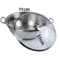 Alpha_ Stainless Steel Cooking Wok-Encapsulated Double Bottom  Stainless Steel Karahi Pot With Glass Lid (30cm) .. 