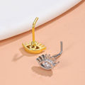 Qingwen  European and American Copper Inlaid Zircon Navel Stud Butterfly Love Crown Moon Shape Studded with Water Drop Zircon Bee Belly Ring Piercing Jewelry Cross-Border. 
