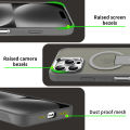 Original Transparent iPhone 16 Pro Max Back Case Cover, iPhone 16 Pro Max Cover with Camera Stainless Steel Metal Ring and Shockproof Bumper (Desert Titanium). 