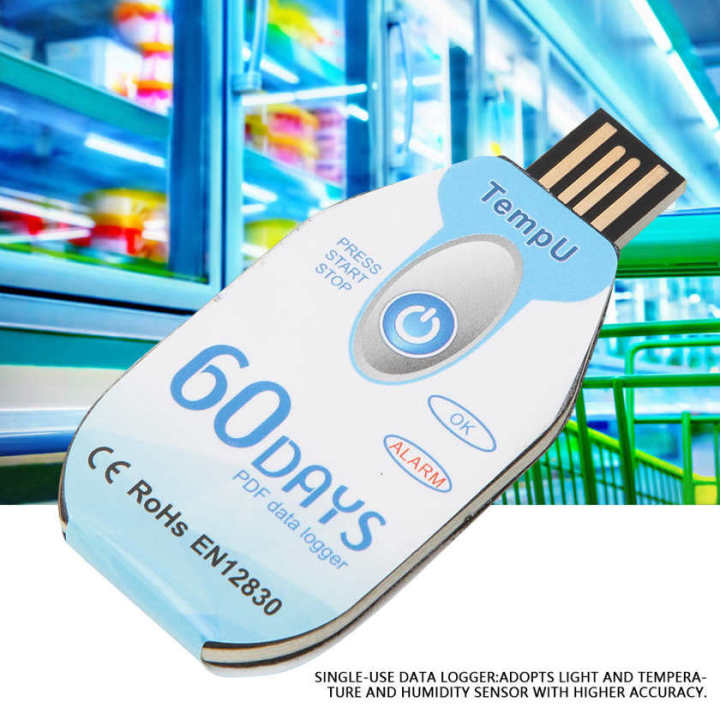 Temperature and Humidity Logger Data Single Use PDF Report USB Port 10000 Points