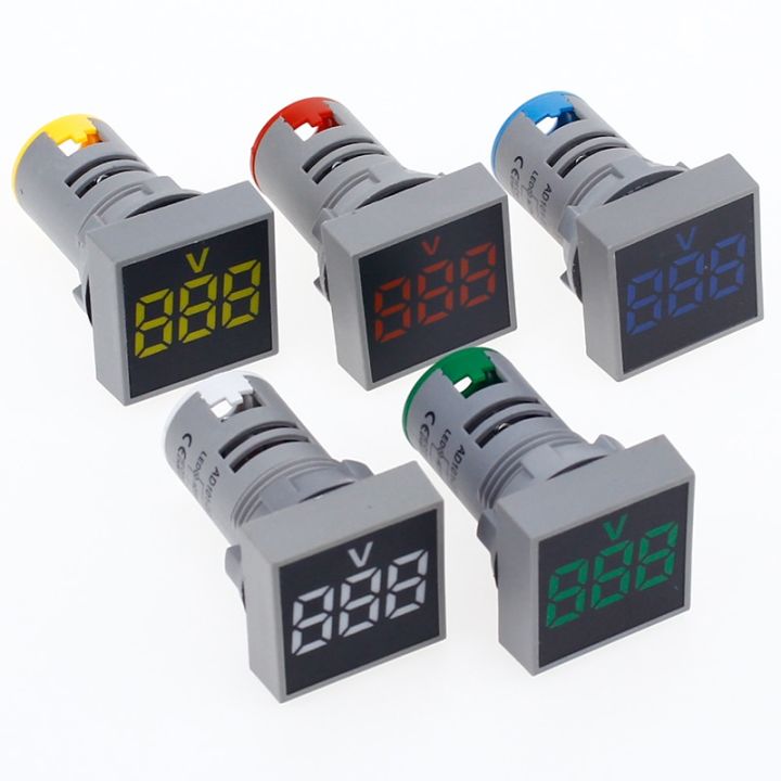 【Footprint】 22MM AC 60-500V Voltmeter Square Panel LED Digital Voltage ...
