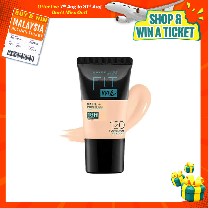 Maybelline New York Fit Me Matte & Poreless Liquid Foundation 18ml Tube - 120 Classic Ivory - For Normal to Oily Skin
