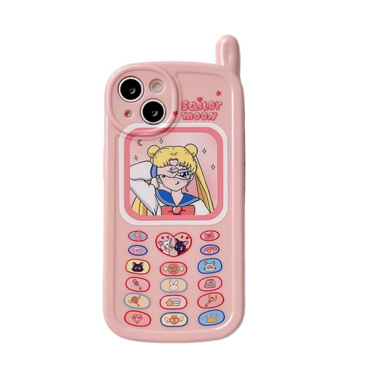 Olige Case For iPhone 14 Plus 13 12 11 Pro Max Lovely Pretty Oldier Sailor Moon IMD Antenna Phone Number Buttons Lens Protector Silicone Soft Phone Case Back Cover