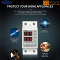 TOMZN Din Rail Dual Display Adjustable Over Voltage Current and Under Voltage Protective Device Protector Relay TOVPD1-60-EC 60A 220V 230V Surge Protector. 