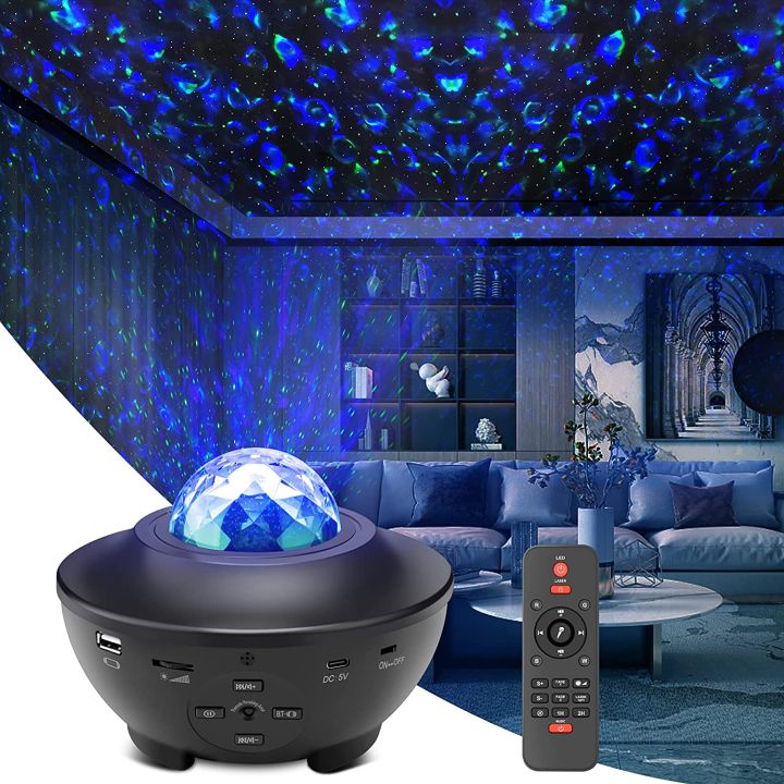 New Star Light Projector, Galaxy Light Projector With Ocean Wave, Music Bluetooth Speaker, Remote Control, Adjustable Brightness, Ideal Gift For Friends, Living Room, Decor, Bedroom, Christmas, Birthday Party Decoration