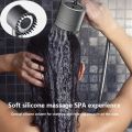 High-pressure Shower Head 3-mode Adjustable Spray with Massage Brush Filter Rain Shower Faucet Bathroom Accessories_ portable handled shower with filter and ON/OFF SWITCH. 
