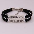 Fashion His Queen Her King Couple Bracelet Matching Bangles Lovers Jewelry Gift. 