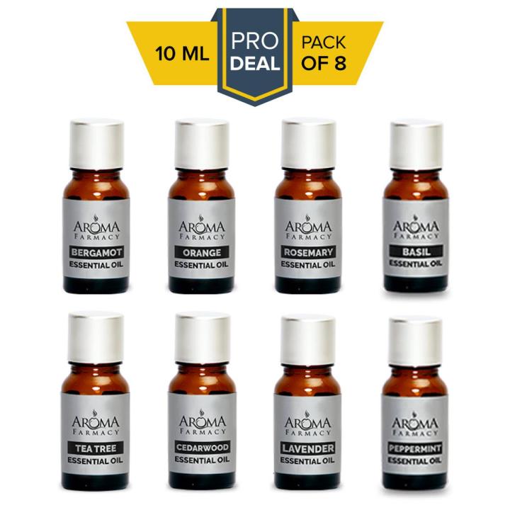 Set of 8 Essential Oils - 100% Pure & Natural (Undiluted)