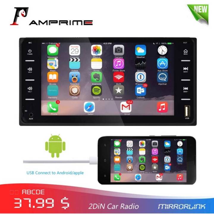AMPrime 7 Car Radio Audio Touch Screen Car Multimedia