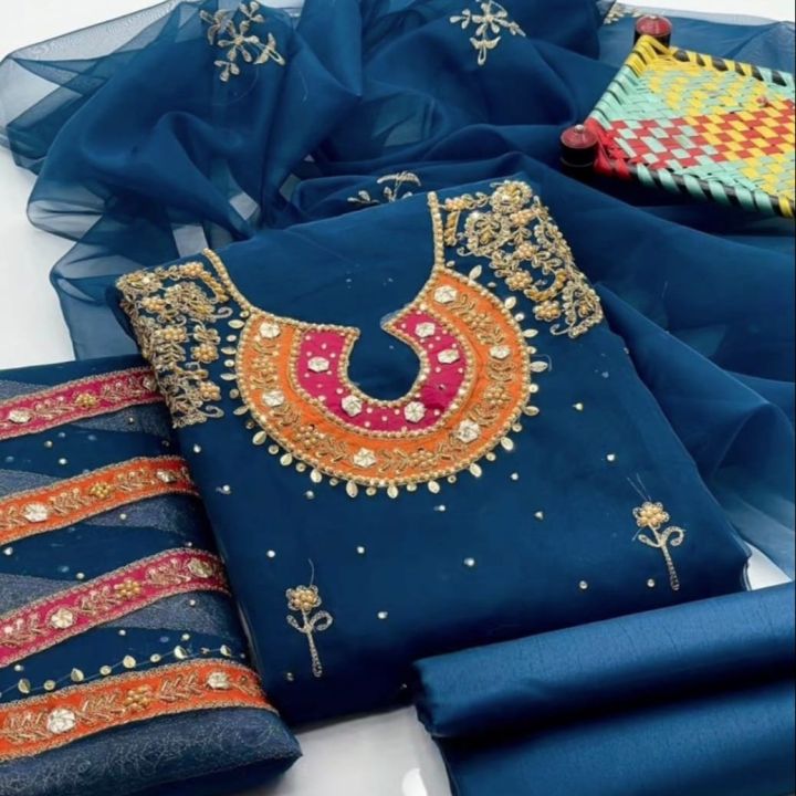 New arrival wonderfull fancy 3 piece unstitched Dress for women & Girls New  Design Handmade Collection Wedding Season Suite For New Arrival Collection  Handmade Embroidery Work | Daraz.pk