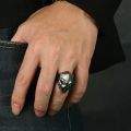 Squid Game BOSS Spartan Mask Skull Vintage Titanium Steel Men Punk Fashion Jewelry Finger Rings Cincin. 
