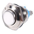 Practical Stainless Steel Push Button Switch 16MM Reset High Round Head Metal Switch Flat Top Self-Resetting Switch Doorbell Replacement. 