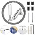 Wall Mount Curtain Wire Rod Set for Art Display - Stainless Steel Photo Hang Wire Clothesline Wire Window Curtain Tension Wire Multi-rpose Crafts (5 Meter). 