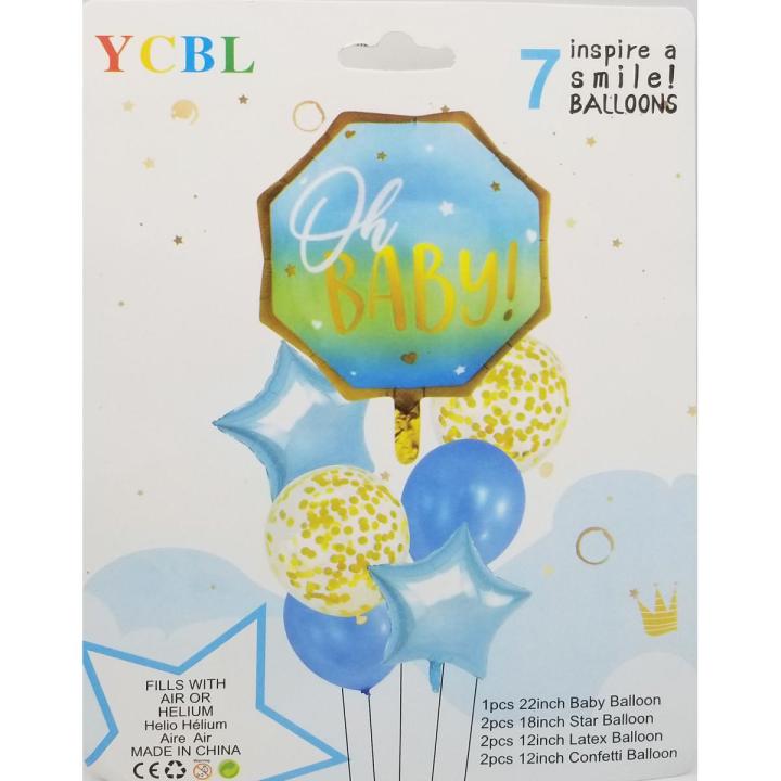 OH BABY BLUE BALLOONS SET ( PACK OF 6 BALLOONS )